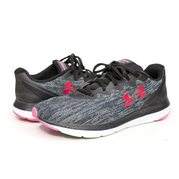 Under Armour Charged Impulse 2 Knit Running Shoe Sneaker Gym Outdoors Black Pink - Picture 1 of 10